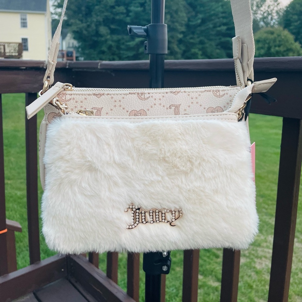 Juicy Couture Double Trouble Crossbody Bag Angel Grid Y2K dual bags